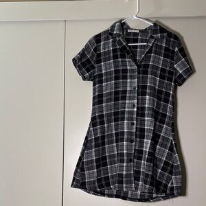 Plaid Black and White Shirt Dress